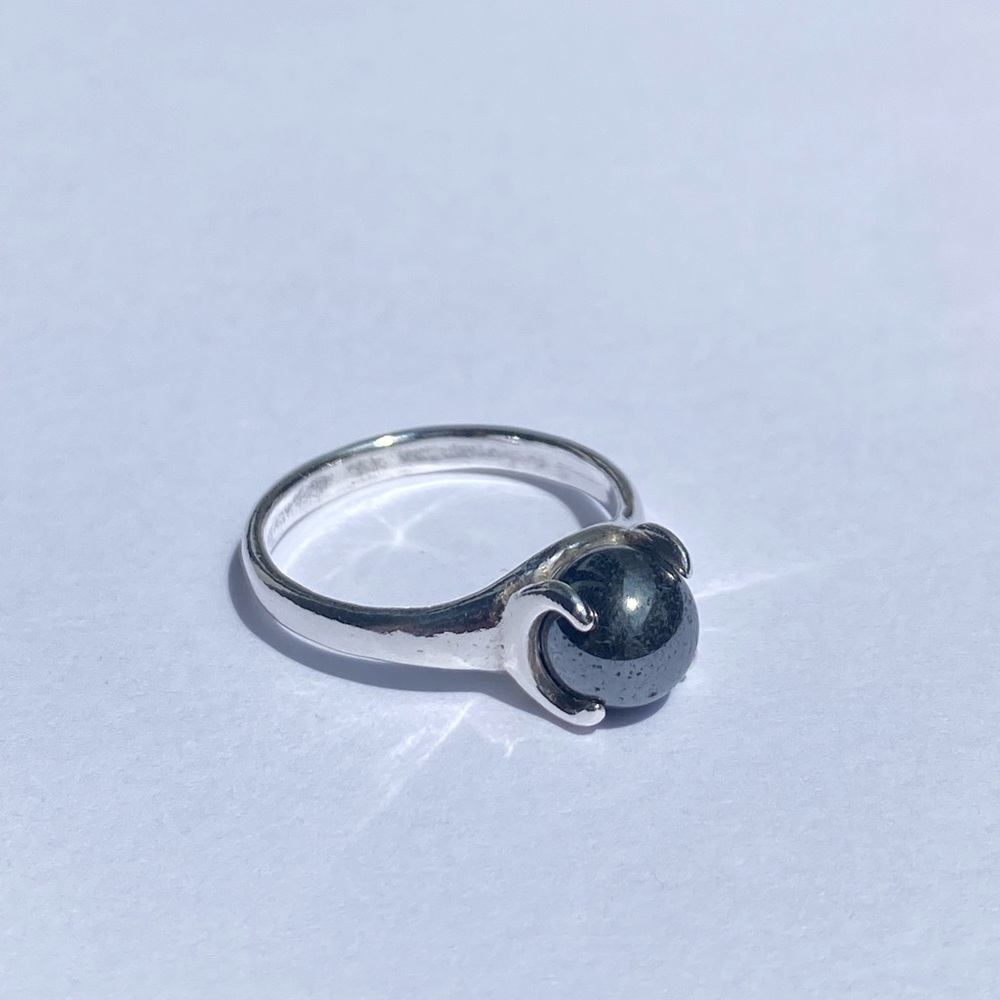 925 Sterling Silver Hematite Ring - image 1